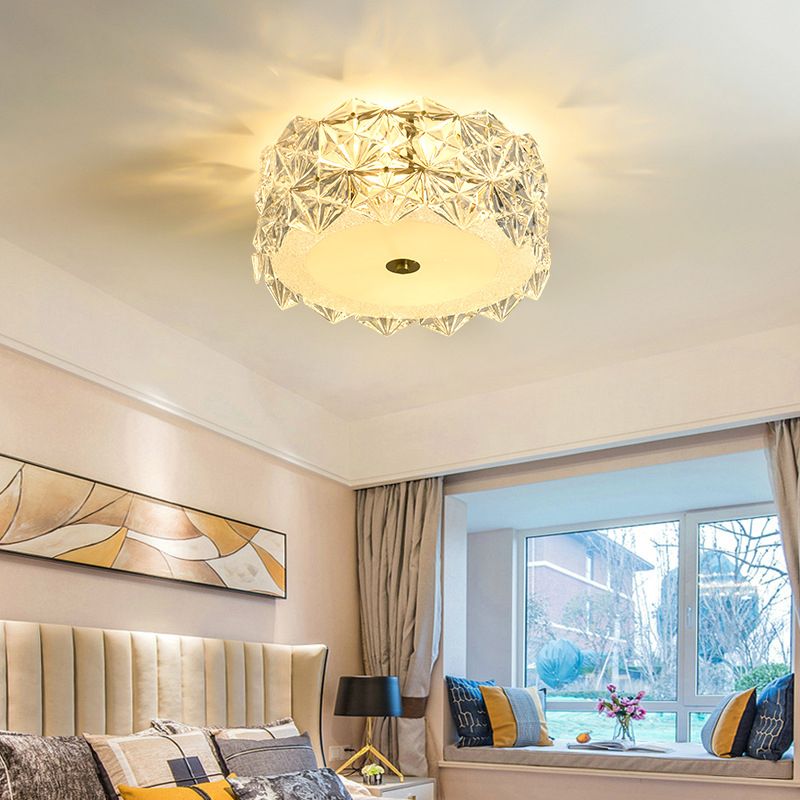 4/6/8-Light Modernism Golden Finish Flush Mount Lighting Round Glass Ceiling Light