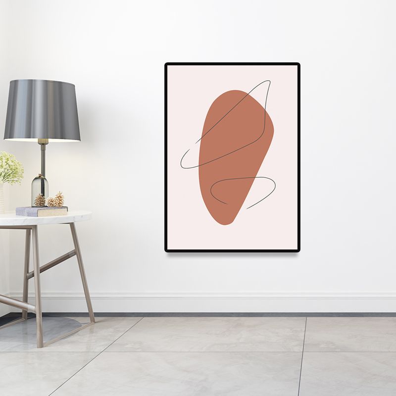 Scandinavian Abstract Figure Wall Art Canvas Decorative Orange Painting for Drawing Room