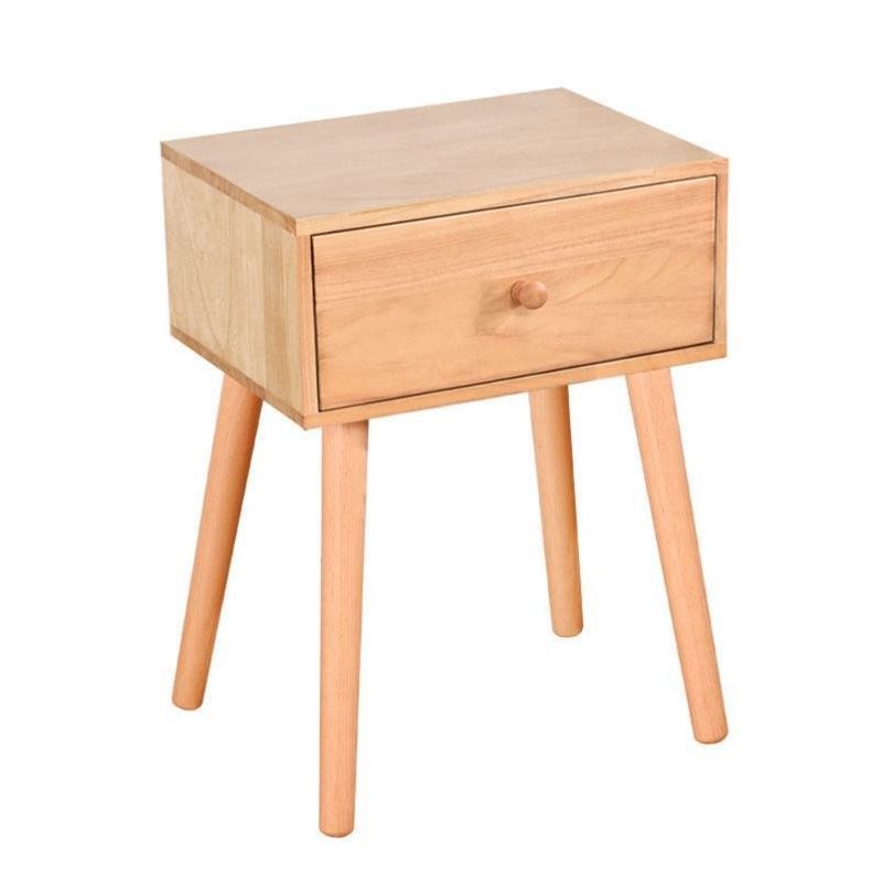 Modern 18 Inch H Nightstand Solid Wood 1-Drawer Night Table with Legs