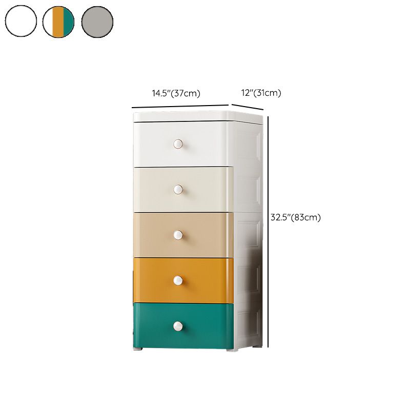 Ultra Modern Vertical Plastic Kids Nightstand with Drawers for Bedroom