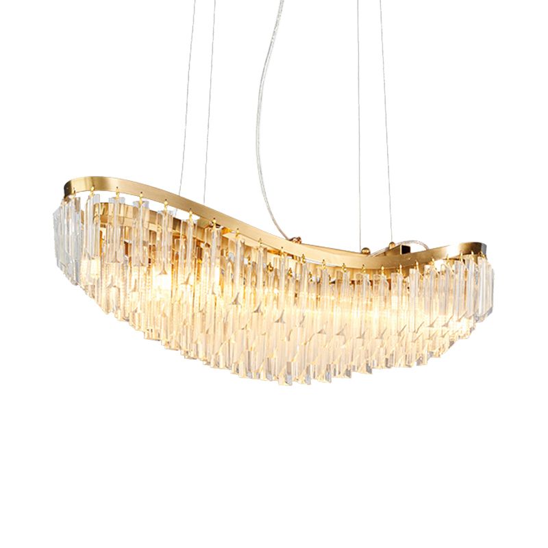 Crystal Ship Large Chandelier for Restaurant Hotel Post Modern LED Ceiling Hanging Light in Gold, White Light