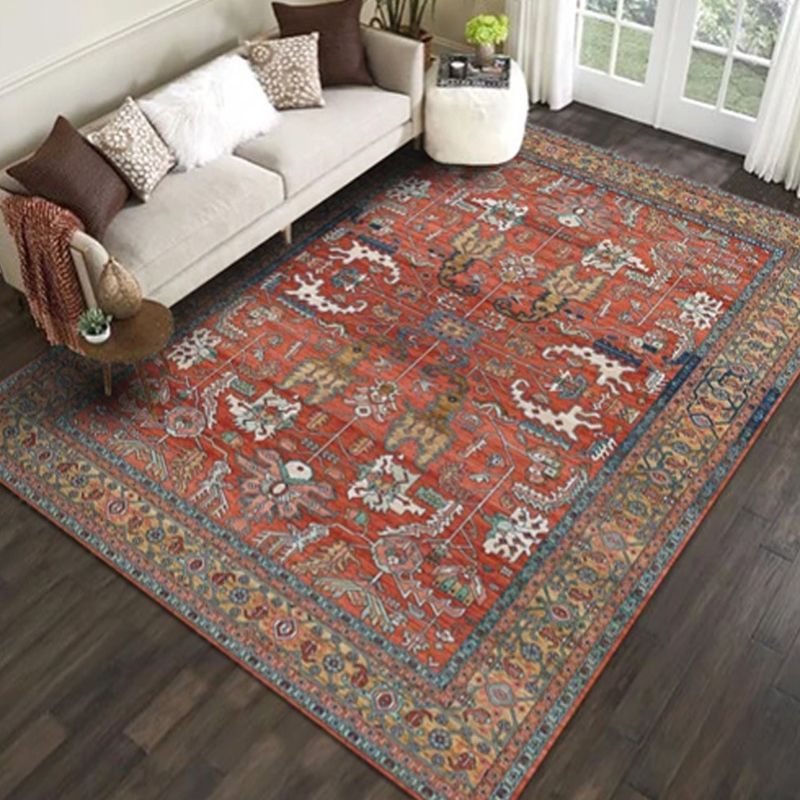 Blue Living Room Crapet Morocco Tribal Pattern Area Rug Polyester Non-Slip Backing Rug