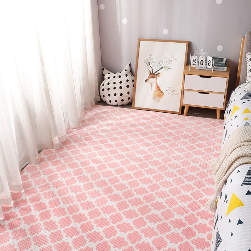 Simplicity Trellis Print Carpet Polyester Shag Rug Stain Resistant Indoor Rug for Adult's Bedroom