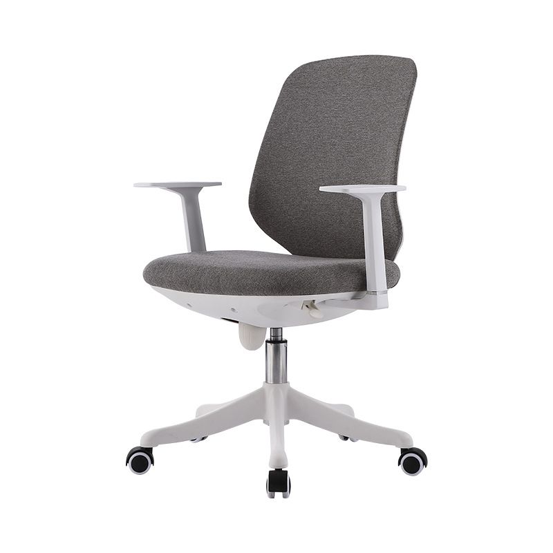 Contemporary Mid-Back Office Chair Gray Conference Fabric Swivel Chair