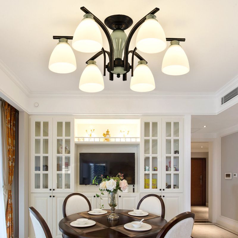 Modern Style Dome Shape Flush Mount Glass Ceiling Light for Living Room