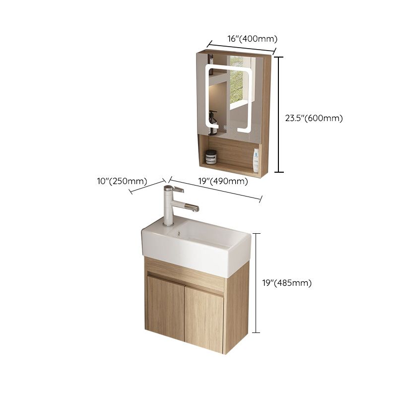 Basic Wooden Sink Vanity Wall-Mounted Vanity Cabinet with Mirror Cabinet