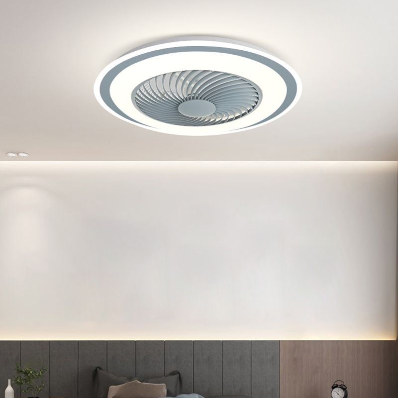 Modern Style Round Shape Ceiling Fan Lamp Metal 1 Light Ceiling Fan Lighting for Bedroom