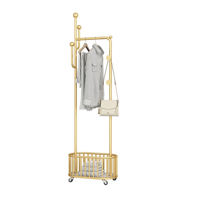 Gorgeous Metal Coat Rack Modern Style Coat Hanger with Storage Basket