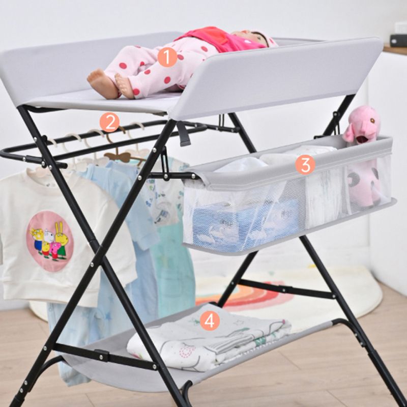 Modern Metal Baby Changing Table Flat Top Changing Table With Safety Rails