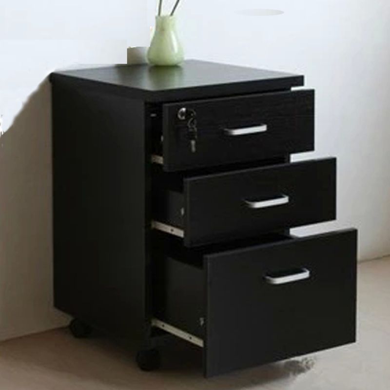 Contemporary File Cabinets Wood File Pedestal with Key Lock for Home Office