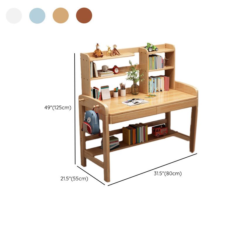 21.7" Width Kids Desks with with Bookshelf Solid Wood Child Desks Writing Desk