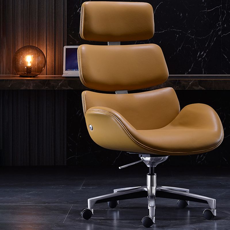 Armless Modern Office Chair Leather Tilt Mechanism No Distressing Ergonomic Desk Chair