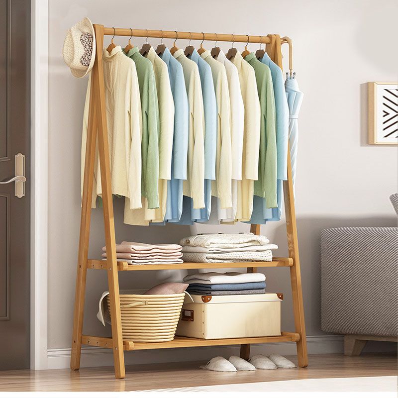 Modern Wooden Coat Rack Storage Shelves Coat Rack with Double Coat Hooks