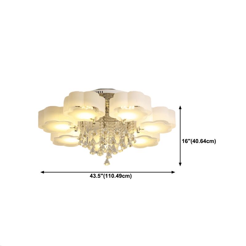 3/5/6/7/9-Light Modern Chrome Flush Mount Lighting LED Ceiling Light with Crystal