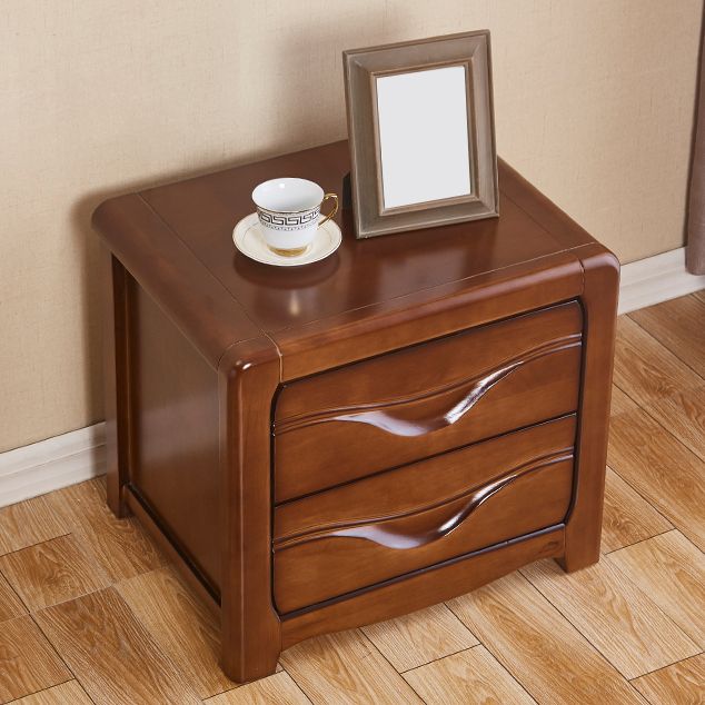 Solid Wood Night Table Traditional Bed Nightstand with Drawers