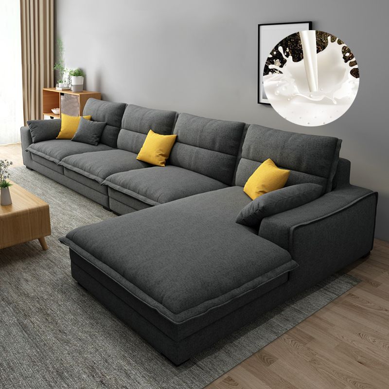 Modern Removable Cushions Slipcovered Sofa with Reversible Chaise for Living Room