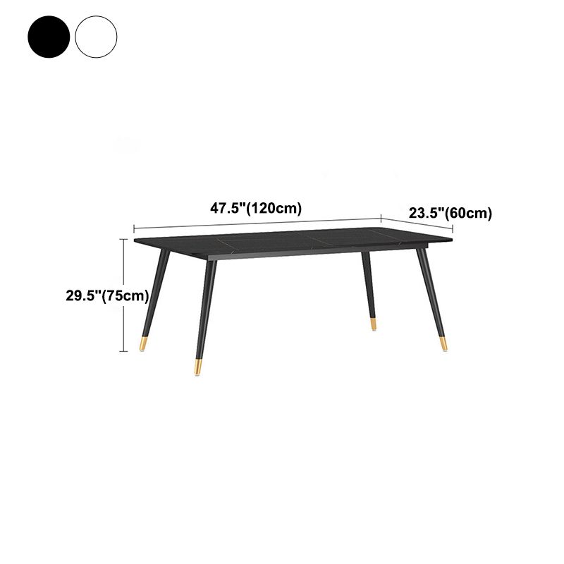 Rectangle Stone Dining Table Contemporary Dining Table with 4 Legs in Black