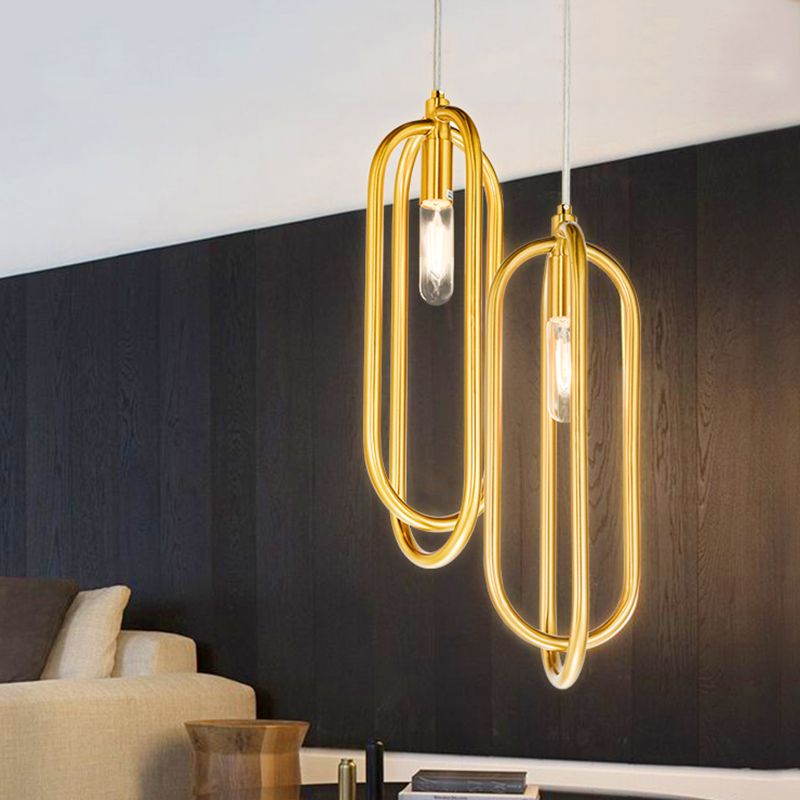 Brass ovale en laiton vers le bas du pendentif moderne 1 lumière de suspension en métal lumineux pour le salon