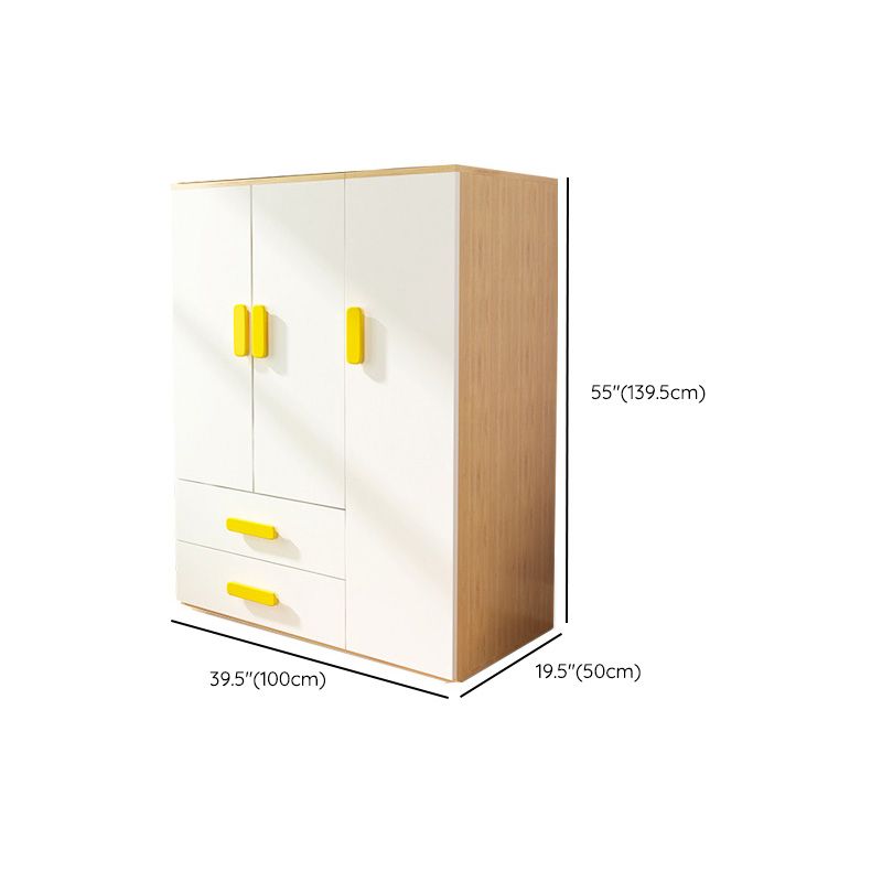 Yellow Modern Kids Closet 2-Drawer Wooden Glossy Kid's Wardrobe