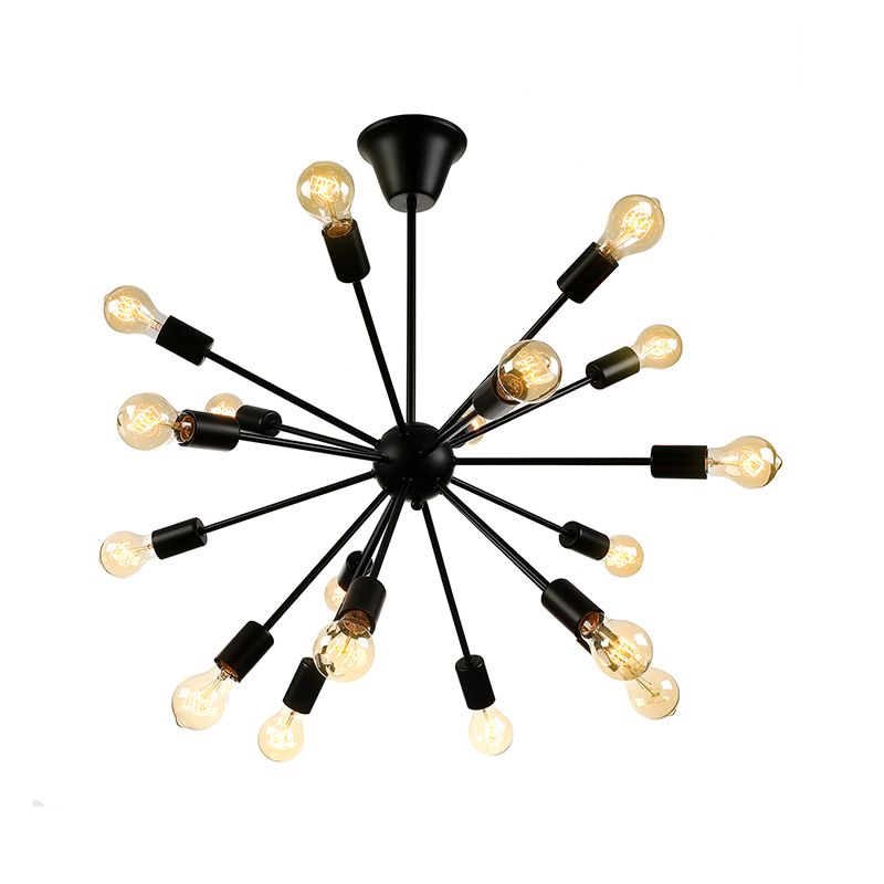 Sputnik Dining Room Chandelier Lightture Sylom Vintage Style Metal Multi Light Pendant Lampe en noir