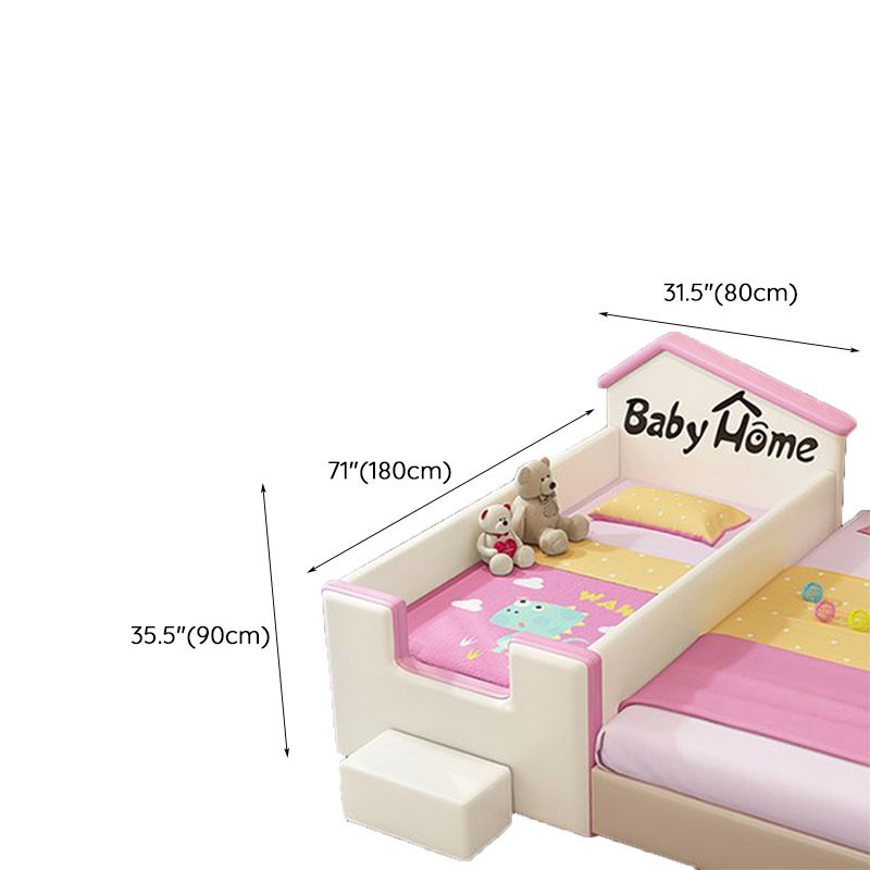 Modern Brown Pink Nursery Crib Solid Wood Nursery Crib Bed with Guardrail