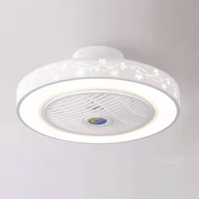 Kids Style Round Shape Ceiling Fan Light Metal 1 Light LED Flush Light