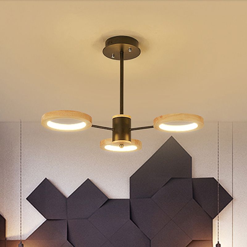 Pendant du lustre en bois Spoutnik Light moderne 3/5/6 LUMILES LED NOIR LED PLADIER PLADIER DU PLAC