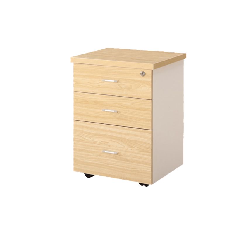 Contemporary File Cabinets Solid Wood Frame File Pedestal with Key Lock