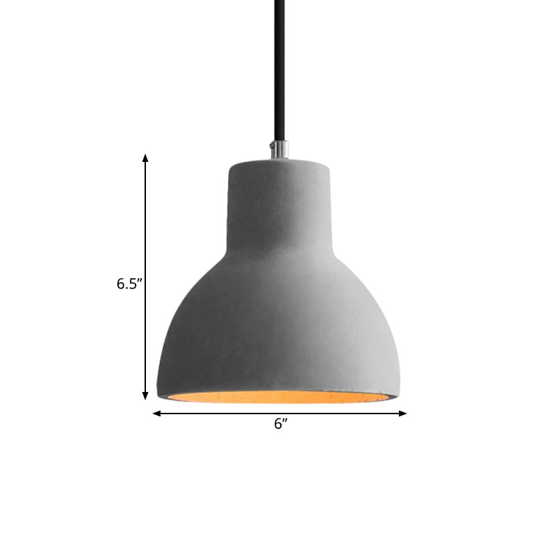 1-Light Ceiling Light Industrial Coffee Shop Hanging Pendant Lamp with Bowl/Dome/Trapezoid Cement Shade