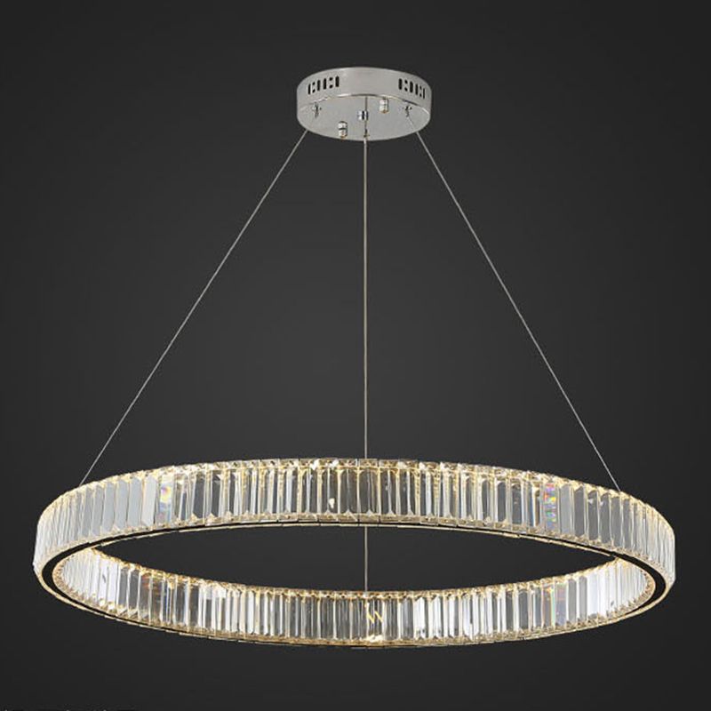 Éclairage d'éclairage de lustre en cercle LED MINIMALM LED CRISTAL PENDANT ÉCLAIRAGE