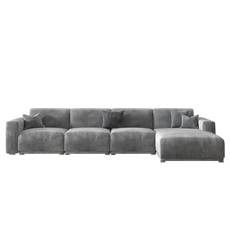 Nordic Style Sectional Cushioned Back Square Armrest Latex/down/sponge Grey Sofa