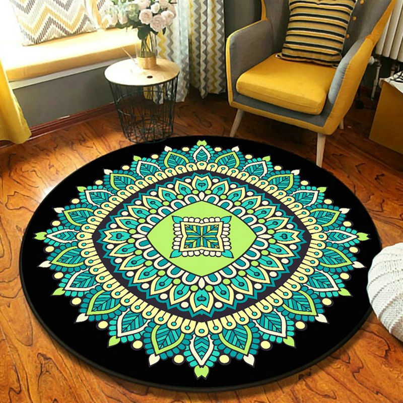 Persian Mandala Indoor Rug Multi Colored Synthetics Carpet Washable Anti-Slip Rug for Home Decor