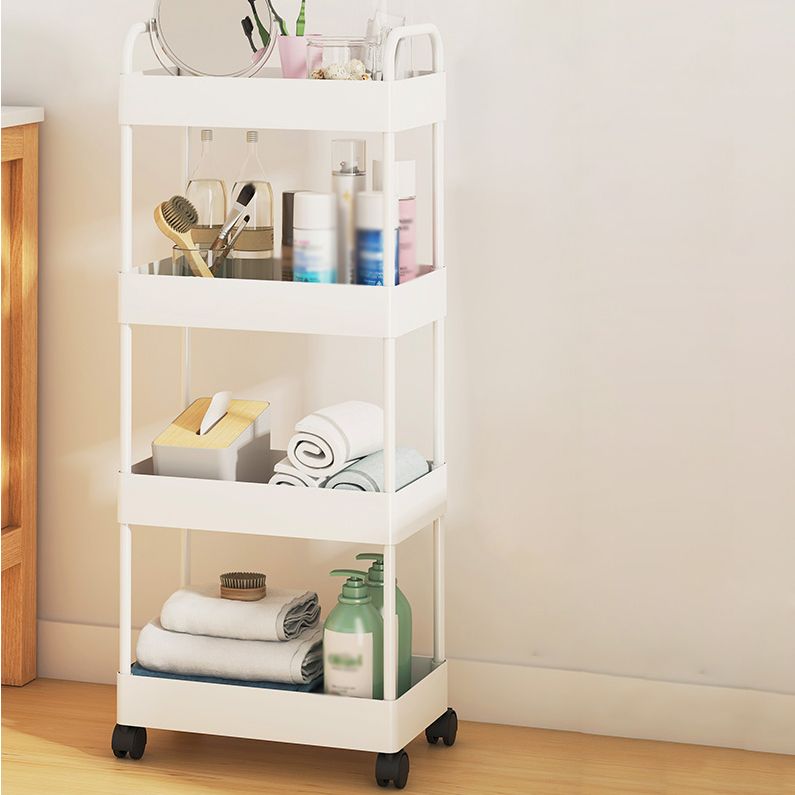 Modern Open Etagere Bookshelf Metal Frame Plastic Shelf Bookshelf with Caster Wheels