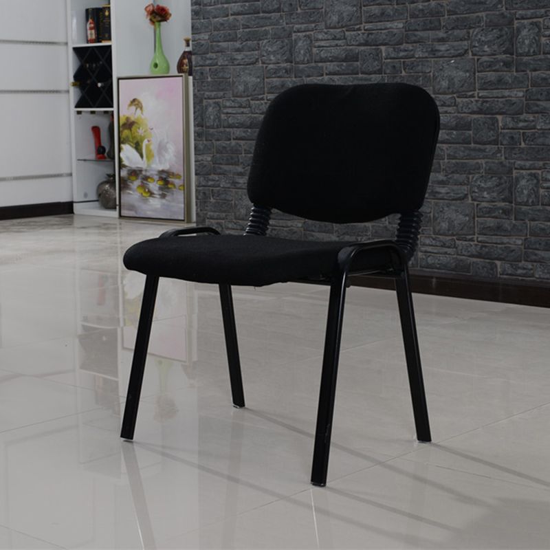 Black Metal Base Conference Chair Contemporary Low Back Armless Chair