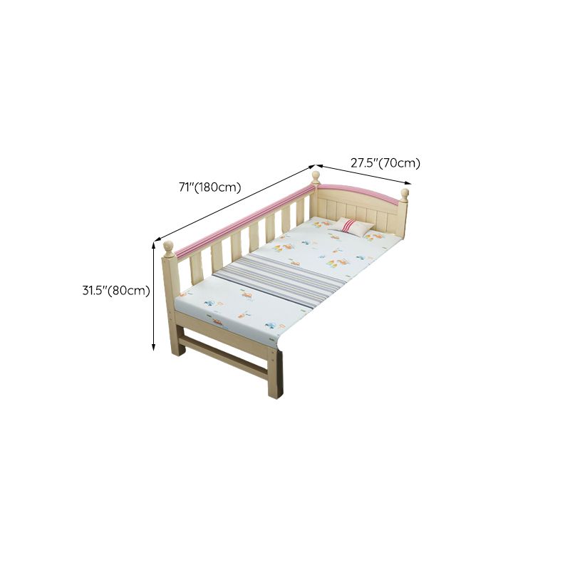 Solid Wood Kids Bed Beech Scandinavian Kids Bed with Guardrail in Natural