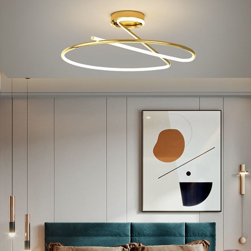 Semi Geometric Flush Mount Lighting Modern Metal Semi Flush Lamp