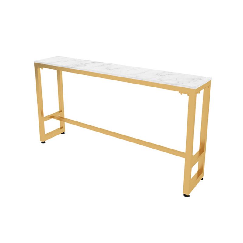 White Glam Style Bar Table in Faux Marble and Metal Milk Tea Shop Bar Table