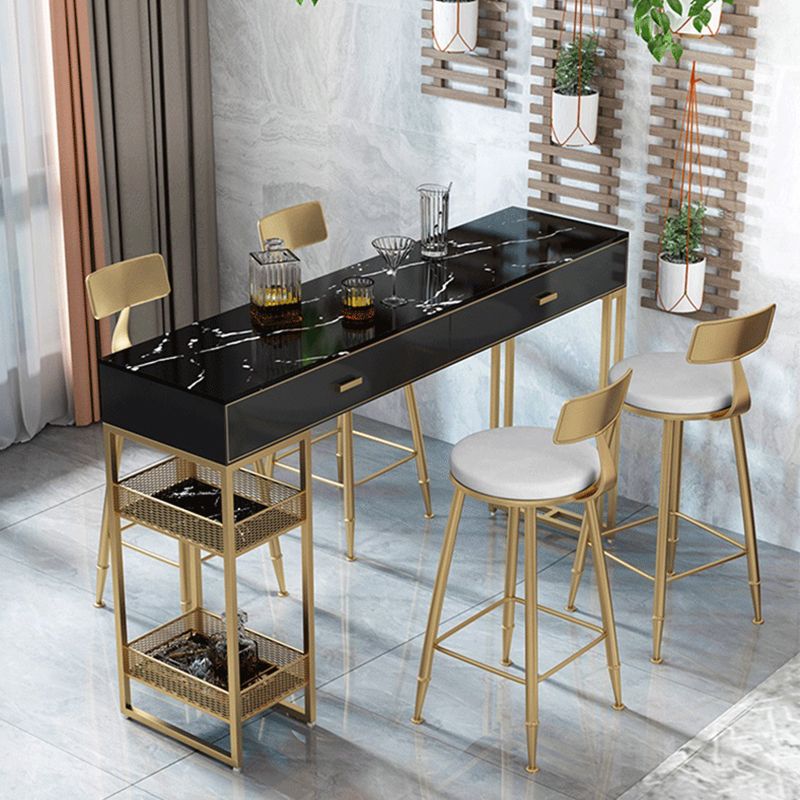 Contemporary Bistro Accent Dining Table Rectangle Bar Table with Storage