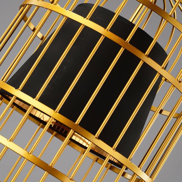 Gold Cage Shade Pendant Lighting New Chinese Style Retro 1 Light Restaurant Hanging Lamp