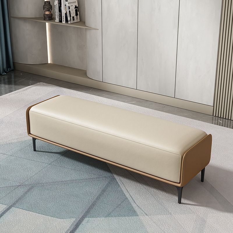 Contemporary Upholstered Bench Rectangle Bedroom Accent Bench with Black Legs