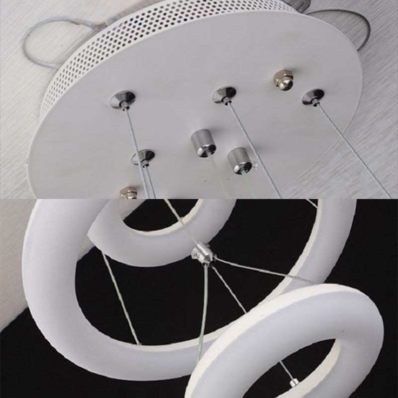 White Donut Suspension Pendant Minimalist LED 3 Lights Acrylic Chandelier Lighting Fixture