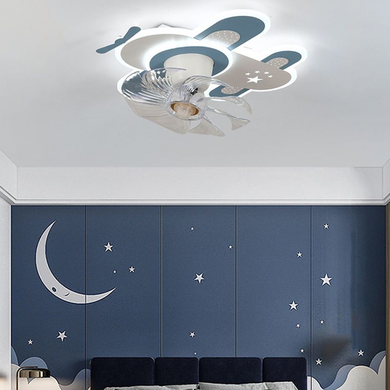 7-Blade Children Ceiling Fan LED Fan with Light for Dining Room