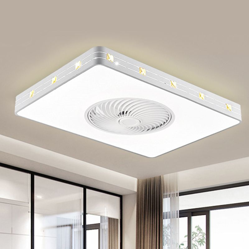 Round Bedroom Ceiling Fan Light Metal LED Simple Close to Ceiling Lighting