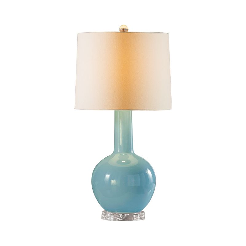 Contemporary Urn-Shaped Nightstand Lamp Ceramic 1 Bulb Reading Book Light in Blue