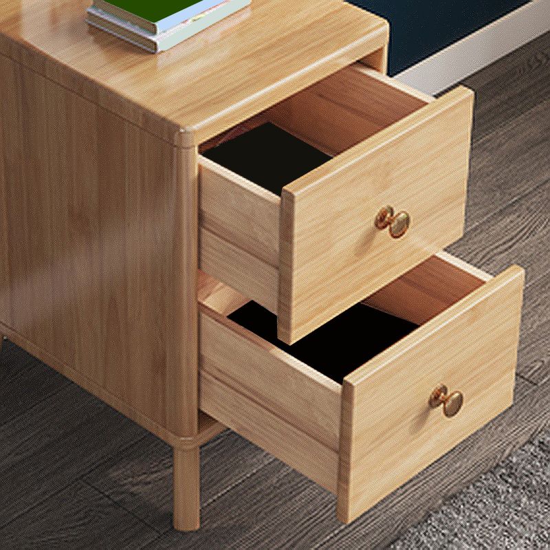 Solid Wood Nightstand Modern 2-Drawer Storage 20 Inch H Night Table with Legs