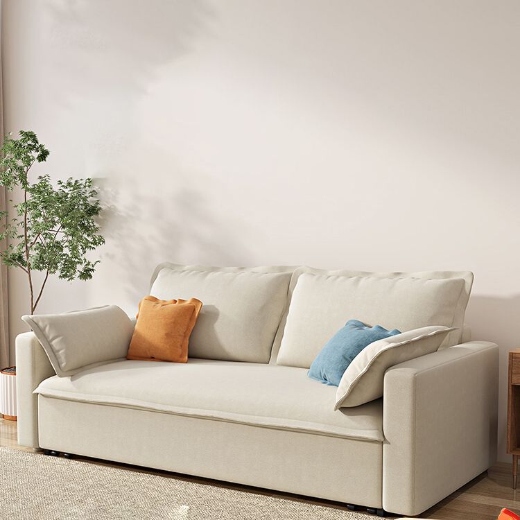 Contemporary Square Arm Bed Sofa Couch with Storage in Beige