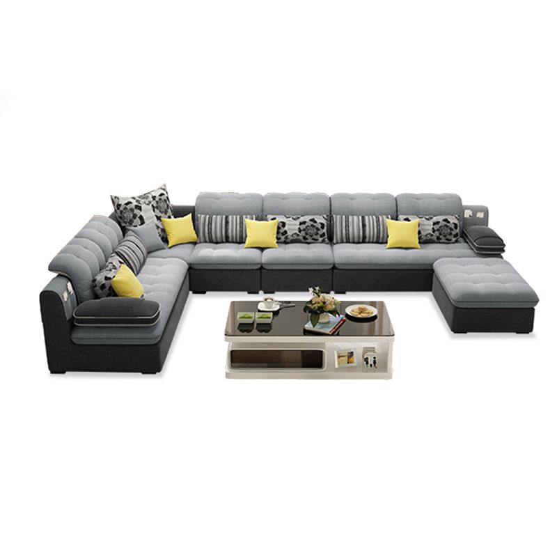 Cushion Back Sectional Tufted Pillow Top Arm Sofa for Living Room