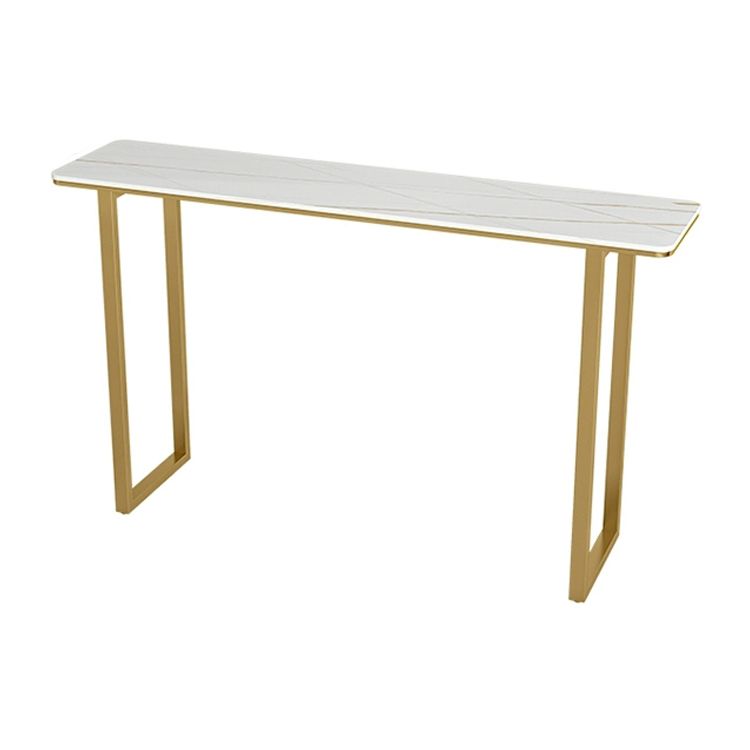 Glam Marble Counter Table with Rectangle Table Top Gold Sled Table - 41.3" H