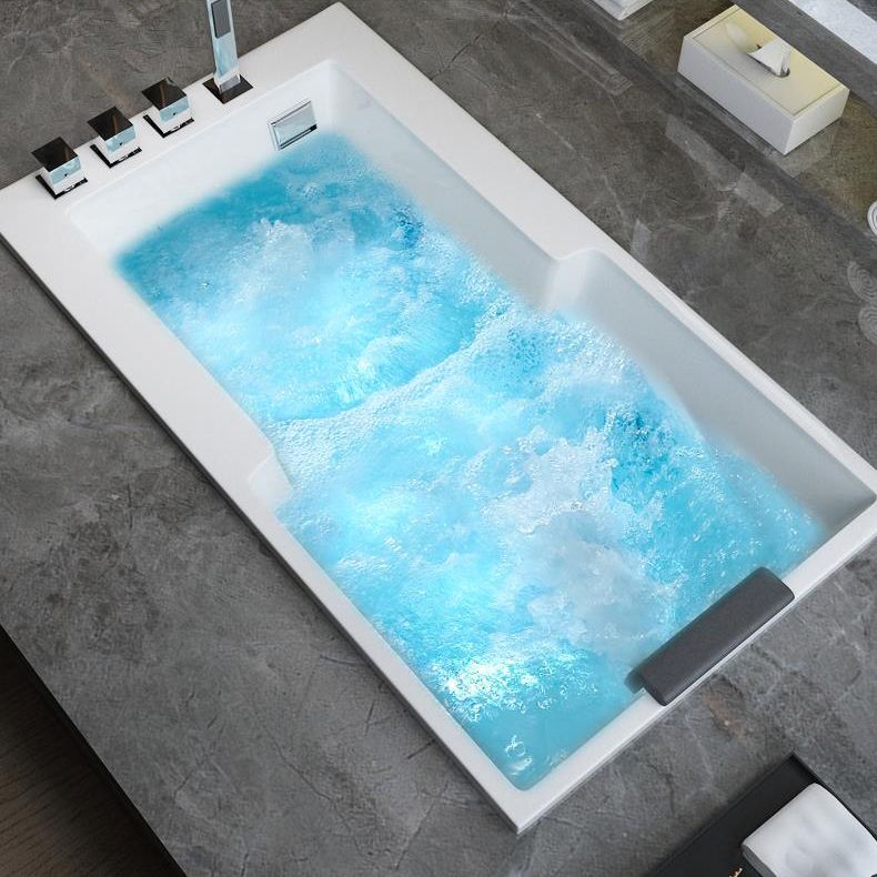 Modern Drop in Acrylic Bathtub Rectangular Soaking White Bath