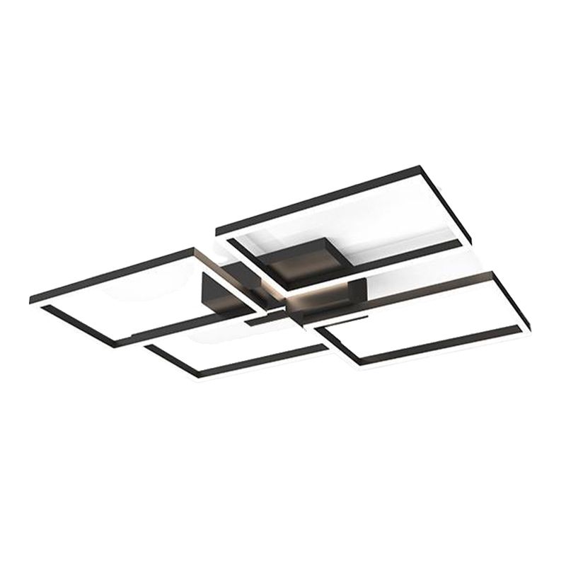 Dark Black Aluminum Semi Flush Mount Modern LED Square Ceiling Flush